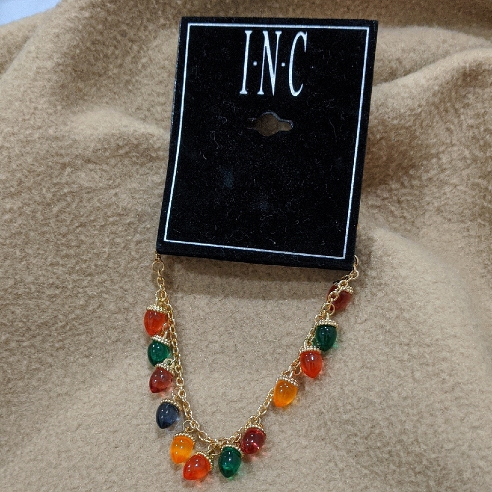 INC International Concepts Red and Green Bracelet with Vibrant Beads